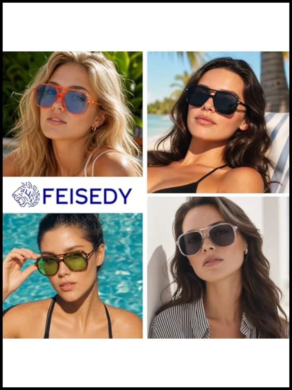 Retro Square Aviator Sunglasses Double Bridge UV400 Protection 56mm